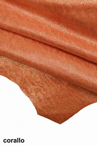 BRIGHT CORAL ORANGE Washed thick Italian Goatskin Goat leather skin hide hides pack 2 skins total 12sqf 1.1-1.2mm popular #A8736