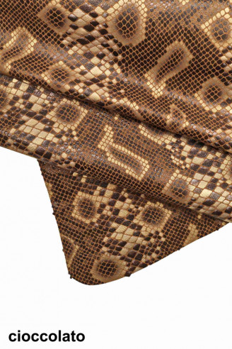 BOA snake printed goat Italian leather -metallic reptile skin very soft python for sewing