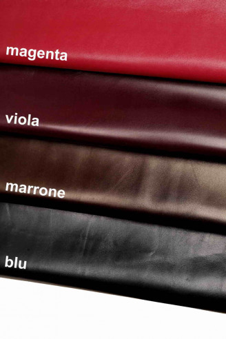 PELLE di NAPPA magenta nappa viola marrone blu, lucida, morbida, look classico-elegante, disponibile in 4 colori