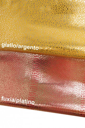 PELLAMI STAMPATI laminati giallo/fuxia-pelli camoscio con stampe molto morbido due versioni*