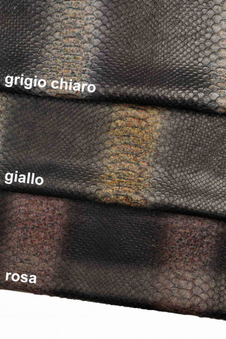 PELLE made in ITALY vitello nero con stampa squama serpente incisa, pellame pitone dipinta e decorata a mano