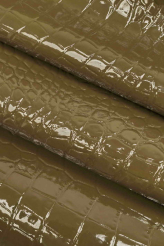 Dark Green Crocodile Vinyl Fabric