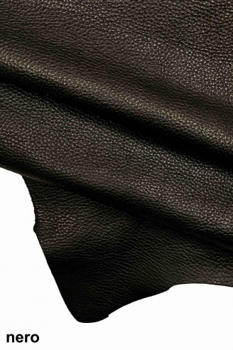 Italian leather, half calfskin with dollar grain print, semi glossy,  sporty, soft, 2 colors available