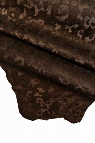 PELLE CAMOUFLAGE stampata laminata bordeaux con stampa mimetico ed effetto brillantinato, luminosa, un po' rigida*