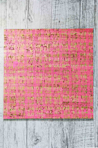 Fogli di SUGHERO naturale stampa a quadri rosa con PELLE di vitello color  panna accoppiata nel retro 15x12/30x30/40x40 cm