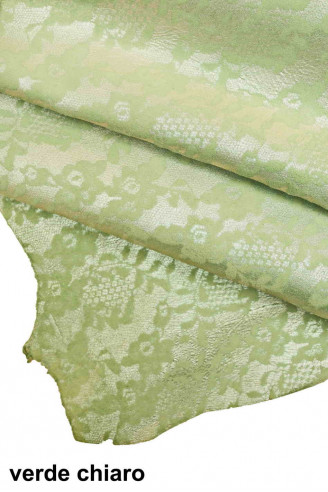 CAMOSCIO con leggera LAMINA effetto cangiante e stampa pizzo - luminoso - molto morbido - 3 colori disponibili