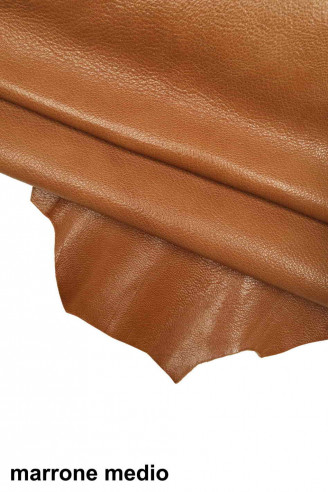 Orange brown burgundy GOATSKIN MILLED pebble grain print goat grainy wrinkled genuine italian skins