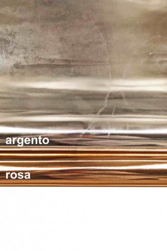 Mezzo VITELLO LAMINATO specchio - pelle metallica rosa e argento - pellame lucido e rigido