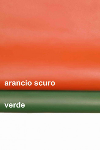 VITELLO LISCIO arancio e azzurro - pelle di vitello lucida - pellame rigido e classico