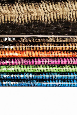 Pelle con stampa cocco molto lucida - mezzo VITELLO VERNICIATO stampato - pellame vernice coccodrillo in sei colori