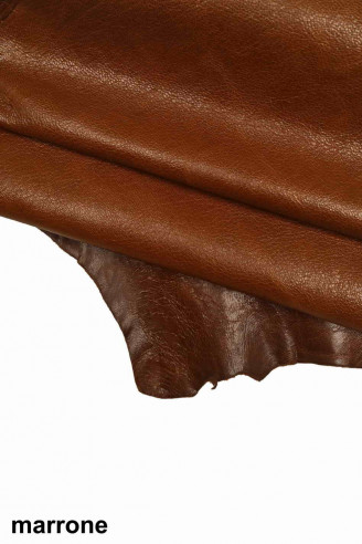 Genuine leather hide LIZARD brown GOATSKIN vegetable wrinkled goat pull up effect shiny antiqued soft italian skin