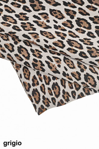 PELLE LEOPARDATA sportiva - vitello scamosciato con stampa leopardo - pellame marrone beige e grigio morbido