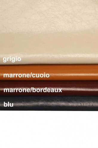 PELLAMI LUCIDI effetto vernice naplak, pelle color grigio, blu, bordeaux, cuoio