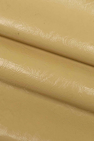 SHINY COW leather skins, light gray, beige, camel lacquer wrinkled cowhides