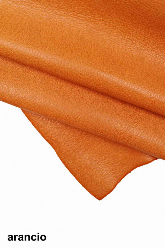 BRIGHT CORAL ORANGE Washed thick Italian Goatskin Goat leather skin hide hides pack 2 skins total 12sqf 1.1-1.2mm popular #A8736