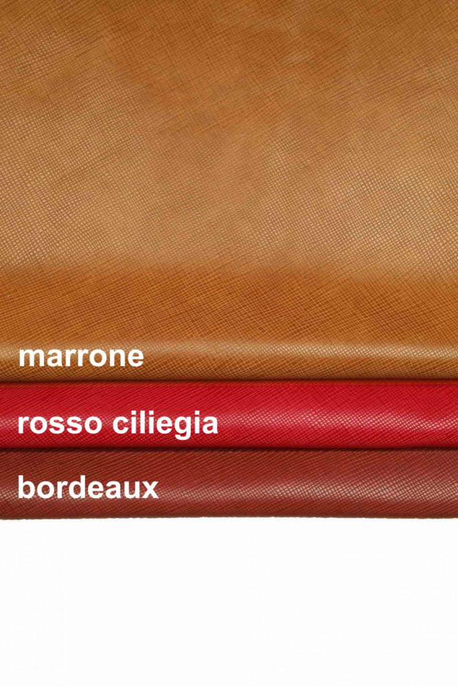 Pelle SPORTIVA INTAGLIATA, stampa marrone, rosso ciliegia, bordeaux, vitello stampato morbido