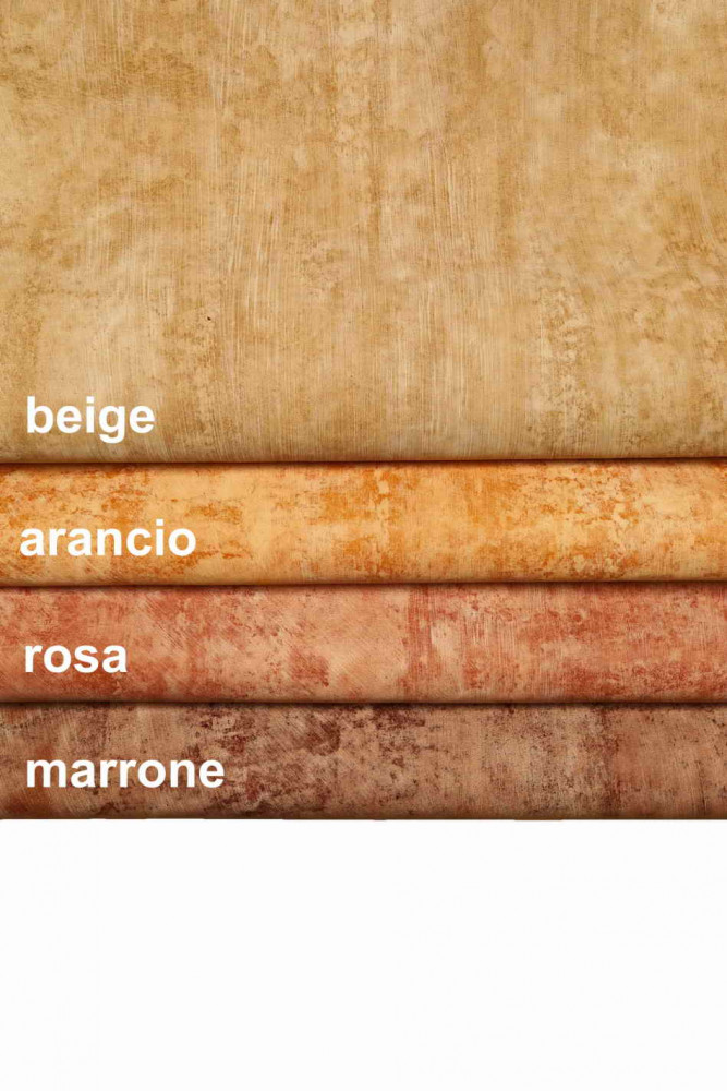 PELLE VINTAGE beige, arancio, rosa, marrone, pellame effetto sbiancato / consumato, capretto morbido invecchiato