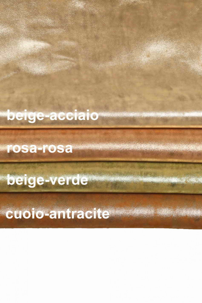 CAMOSCIO su capra LAMINATO, pelle laminata beige, rosa, verde, cuoio, pellame effetto vintage simil tie dye