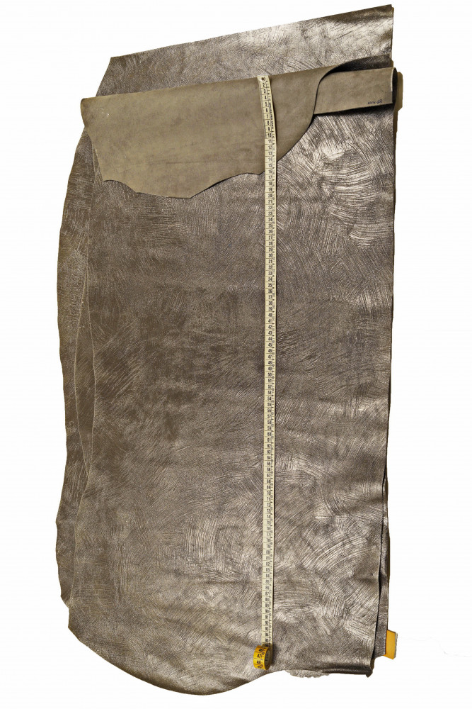 STEEL METALLIC leather hide, crackle printed calfsin, dark gray metal  cowhide, vintage distressed skin