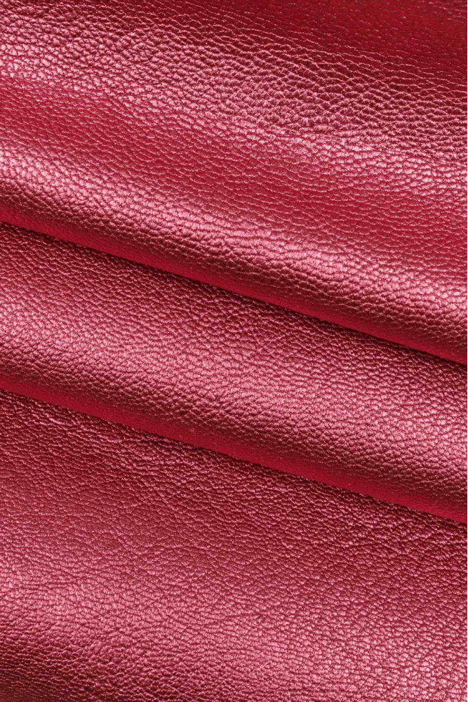 Pink Metallic Leather Hide, Metallic Calf Leather, Pink Leather Hide, Metallic leather for shoemaking, store leather garments, Leather upholstery