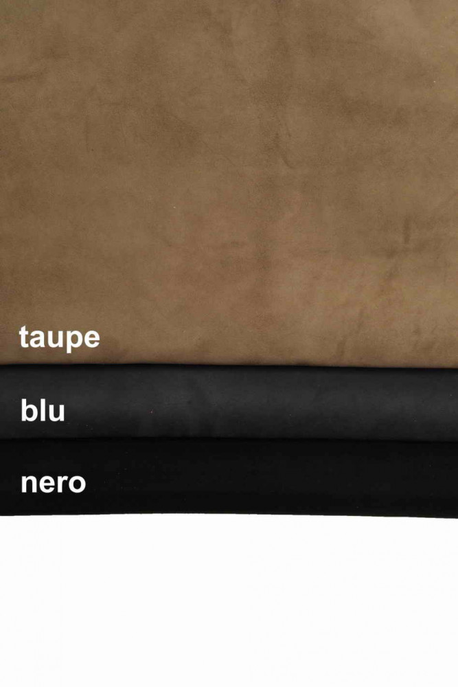 Pelle di CAMOSCIO su CAPRA nero, blu, taupe, pellame vellutato dal look classico