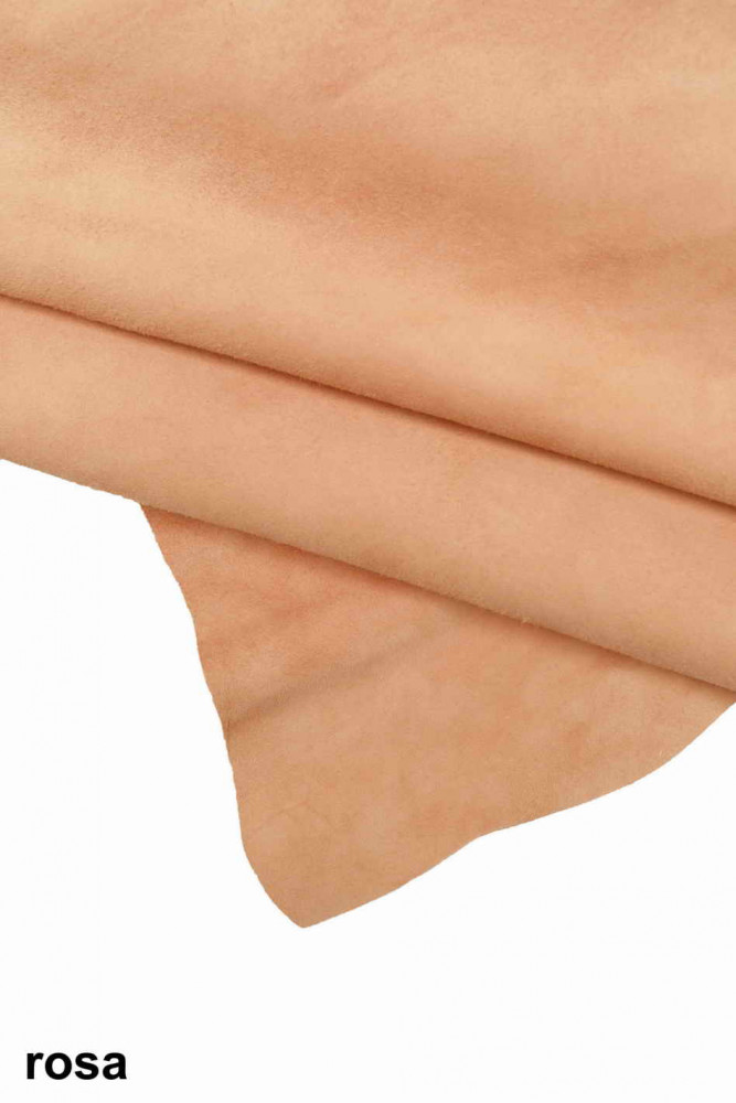 SUEDE on GOATSKIN leather hide, grey beige, pink, caramel brown silky skin