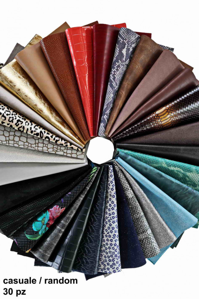 30 Leather sheets, ramdom assortment of selected PRE-CUT leather pieces,  mix italian leather scraps, 10x8 approx