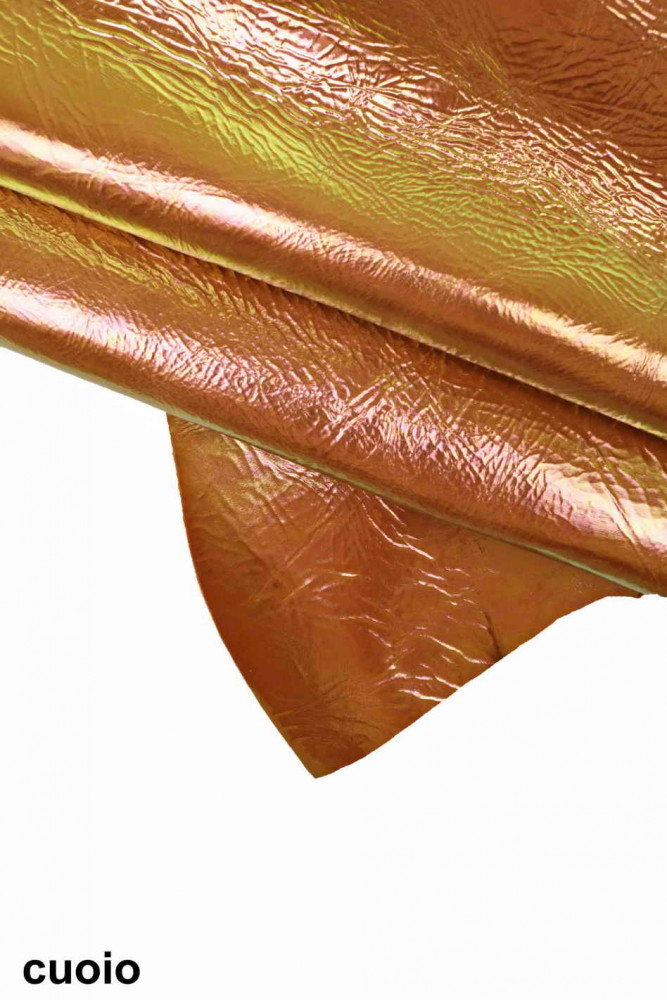 Copper Metallic Leather Hide, Metallic Calf Leather, Copper