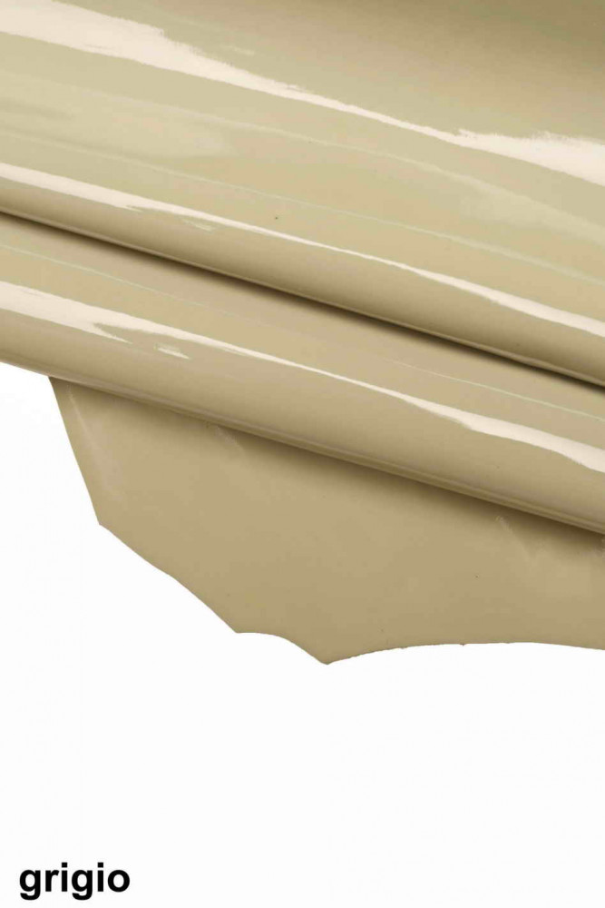 BEIGE, flesh pink, taupe PATENT leather hide, glossy smooth, stiff