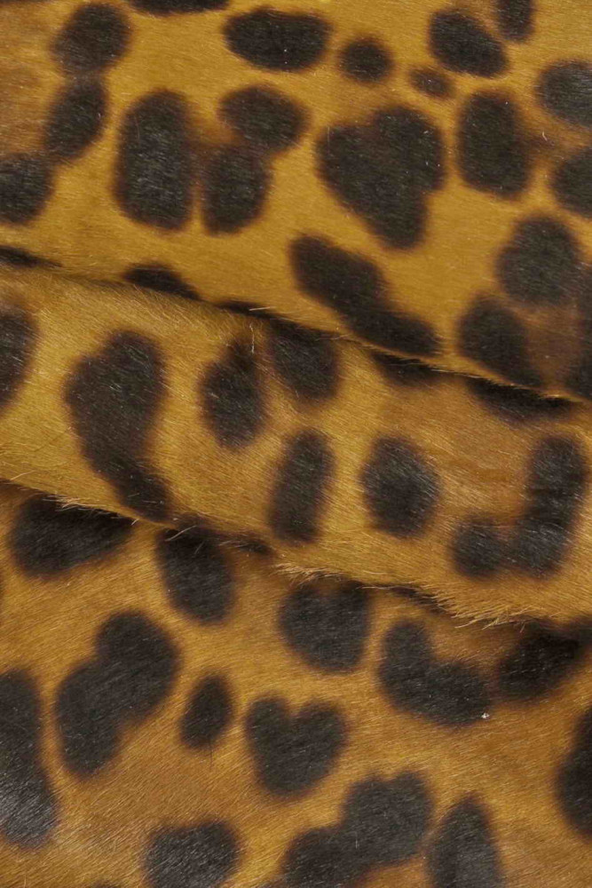 Tan/Black Leopard Hair on Leather Clutch