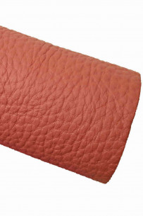 Italian leather, red half calfskin with dollar grain print, semi-gloss,  soft, sporty look
