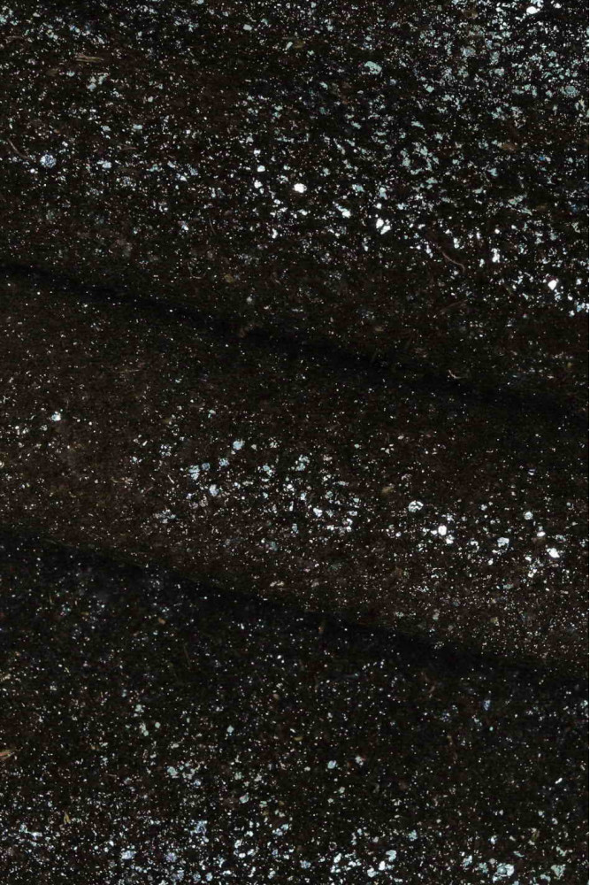 Fine GLITTER 8x10 BLACK applied to Black Cowhide Leather THiCK 5