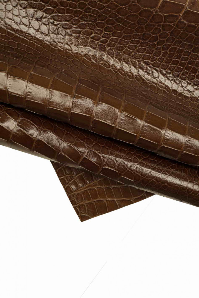 Crocodile Embossed Calfskin Leather