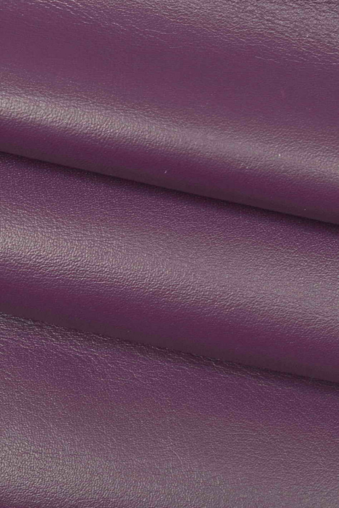 Purple SMOOTH leather hide, high quality glossy calfskin, stiff solid color  cowhide