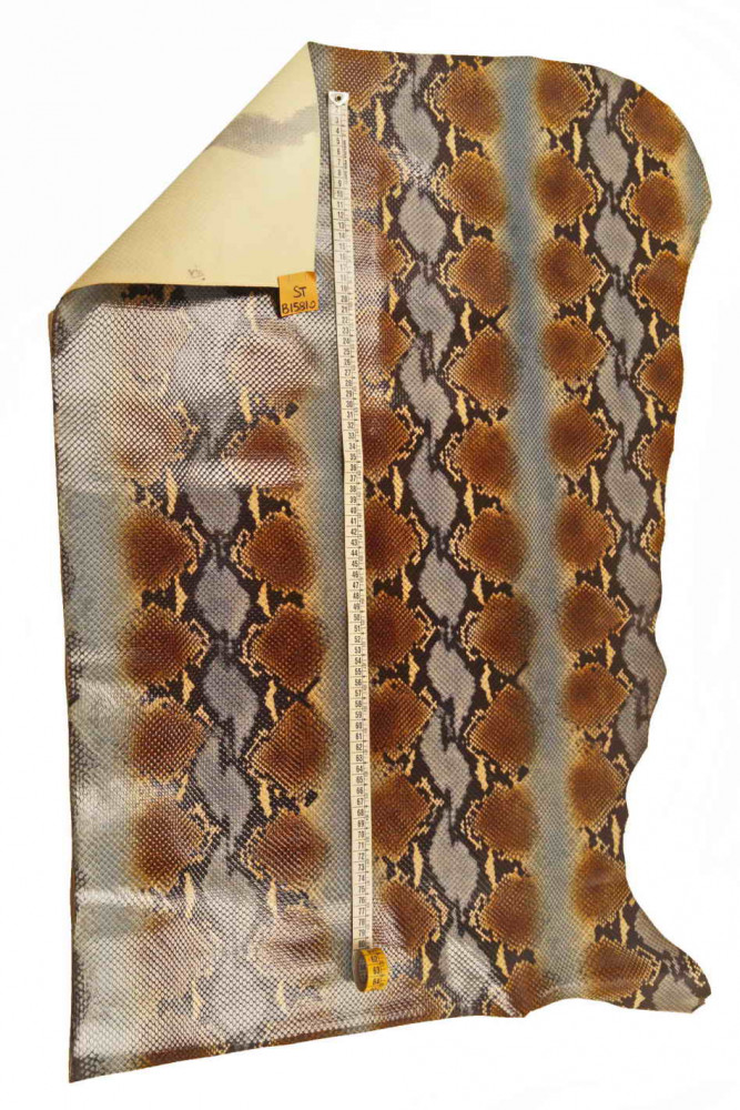 Ginger Java Snake Print Leather hot Cowhide Remnant, Leather Hide, TOWN656