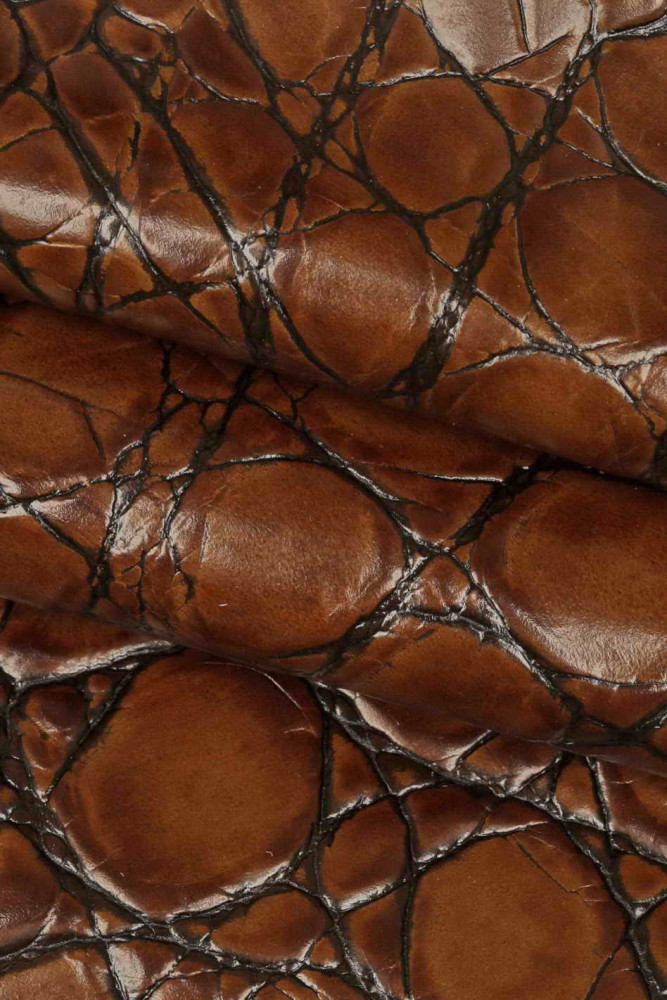 Caramel Embossed Gecko top Leather Cowhide Partials DD2231