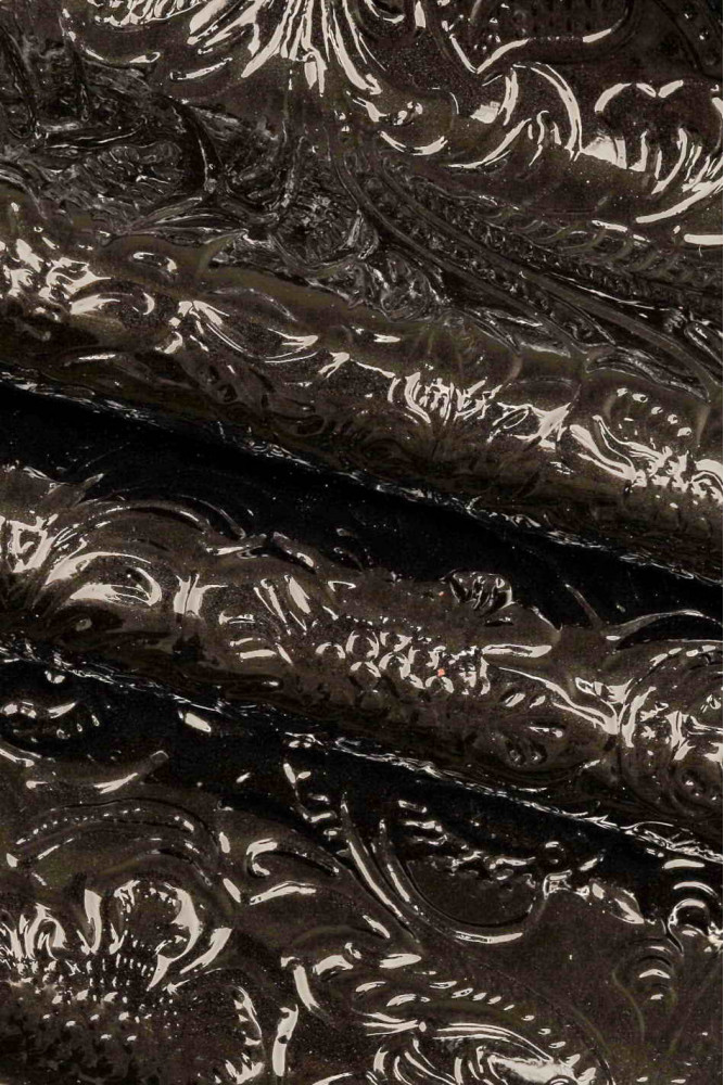 Black Embossed Reptile Leather top Cowhide, DD4009