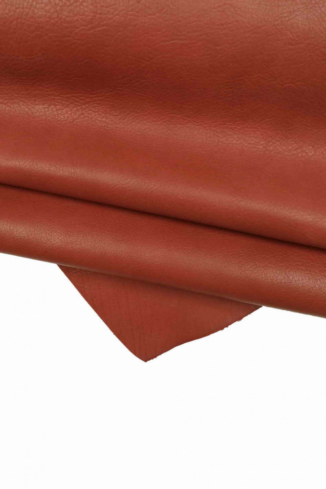 RED sporty leather hide, vintage cowhide with shades, tiny pebble grain, semi-glossy, soft calfskin