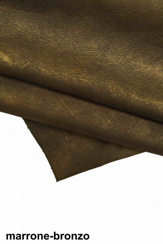 SPORTY leather hide, tiny pebble grain vintage goatskin with shades, metallic ades skin 1.3 - 1.5 mm