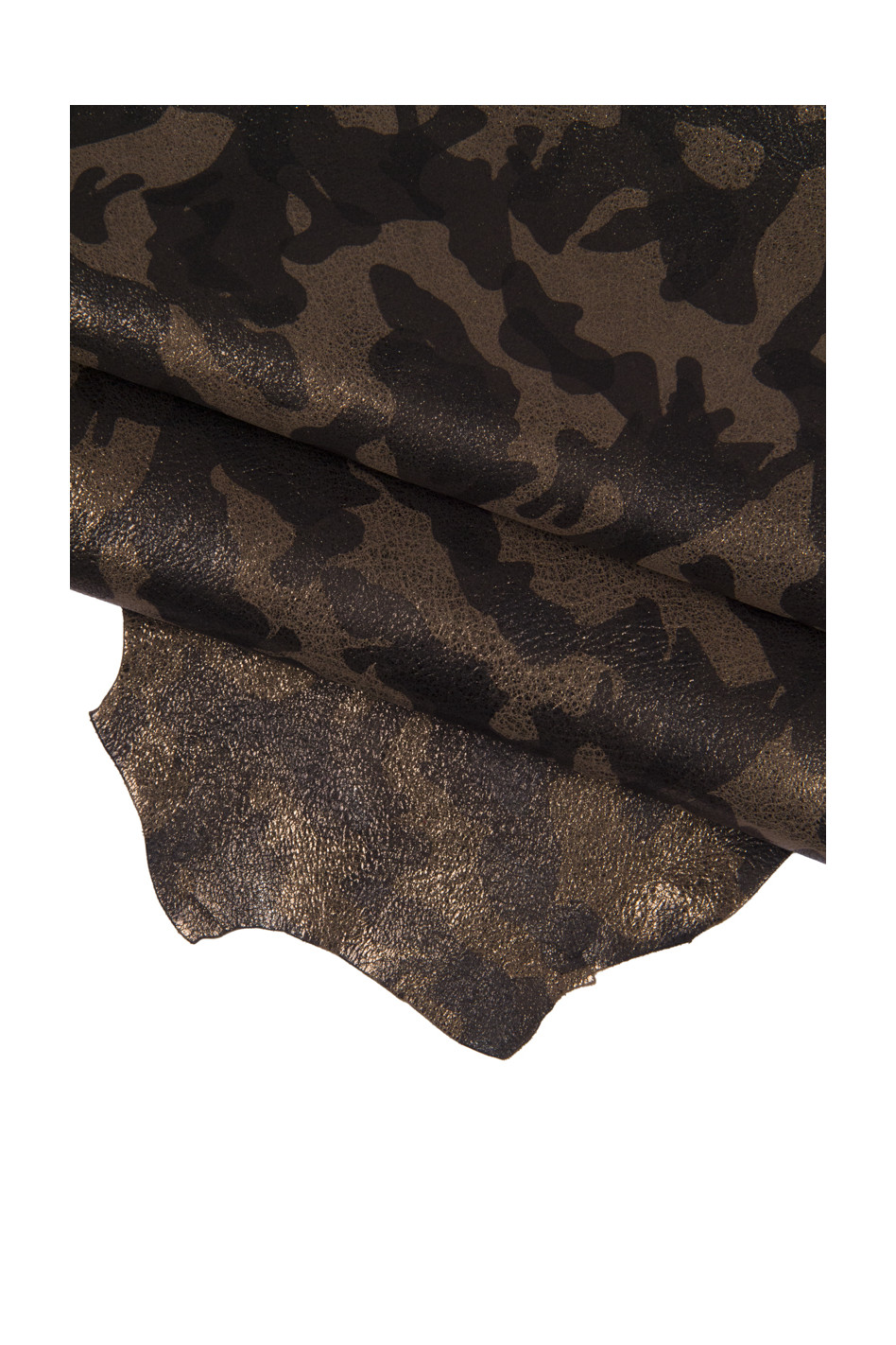 CAMOUFLAGE printed leather skin, brown grey black metallic 