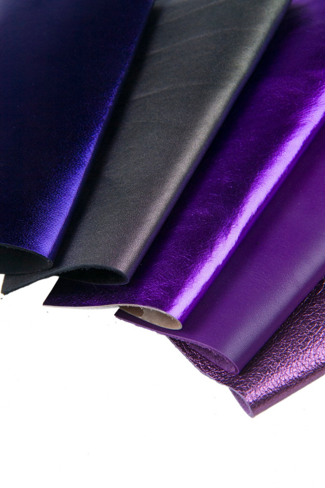 10 Selected leather scraps, PURPLE color, mix colorful selection leather remnants as per pictures