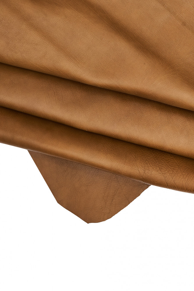 Brown pebble GRAIN printed goatskin, glossy soft leather skin, sporty hide with veins, 0.9 - 1.1 mm