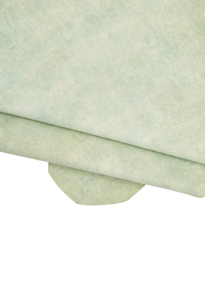 Tye dye SUEDE leather skin, pastel green shaded goatskin, sporty soft hide 1.0 - 1.2 mm