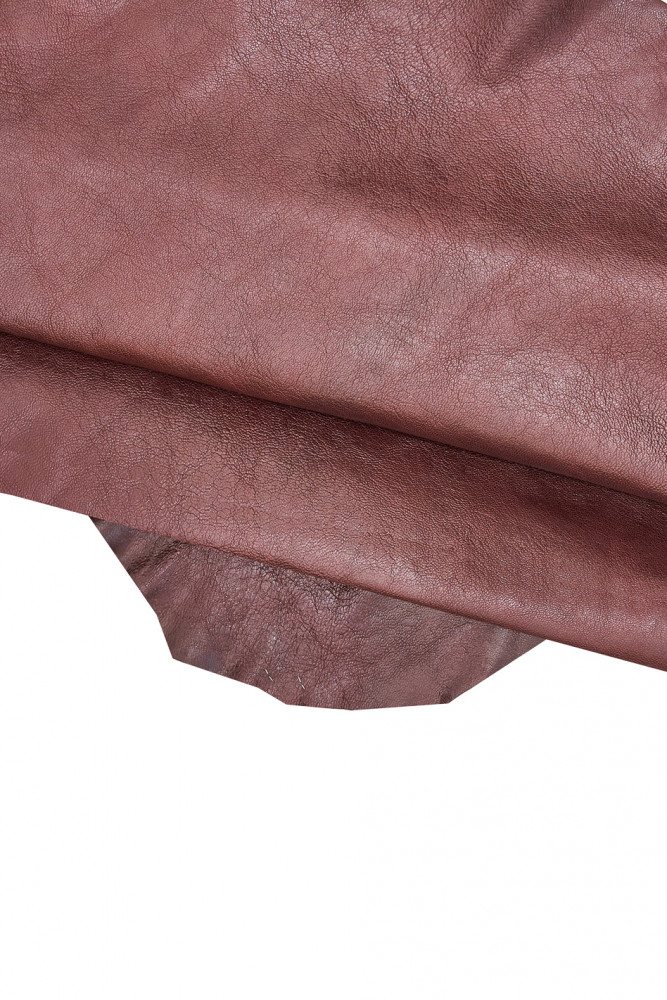 BURGUNDY glossy leather skin, wrinkled goatskin, sporty soft hide, 0.8 - 1.0 mm