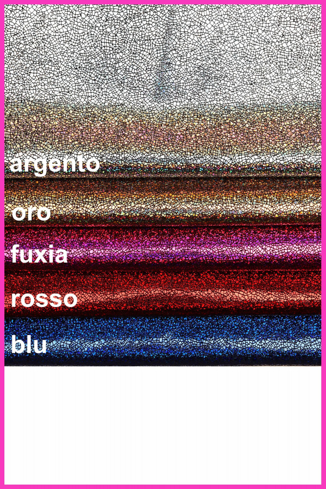 Pelle di vitello laminato iridescente, pellame metallizzato stampa craquelé, molto morbido