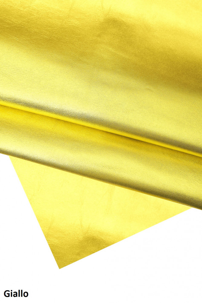 Gold, yellow METALLIC leather hide, smooth metallic sheepskin, glossy soft lambskin