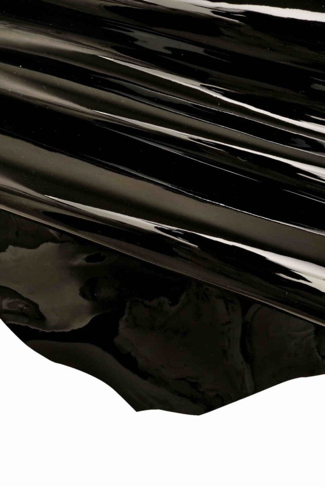 Glossy Black Calf Leather Hide, 1.0mm Thick, Soft  Durable - Perfect for Luxury Bags & Upholstery B13000-TB