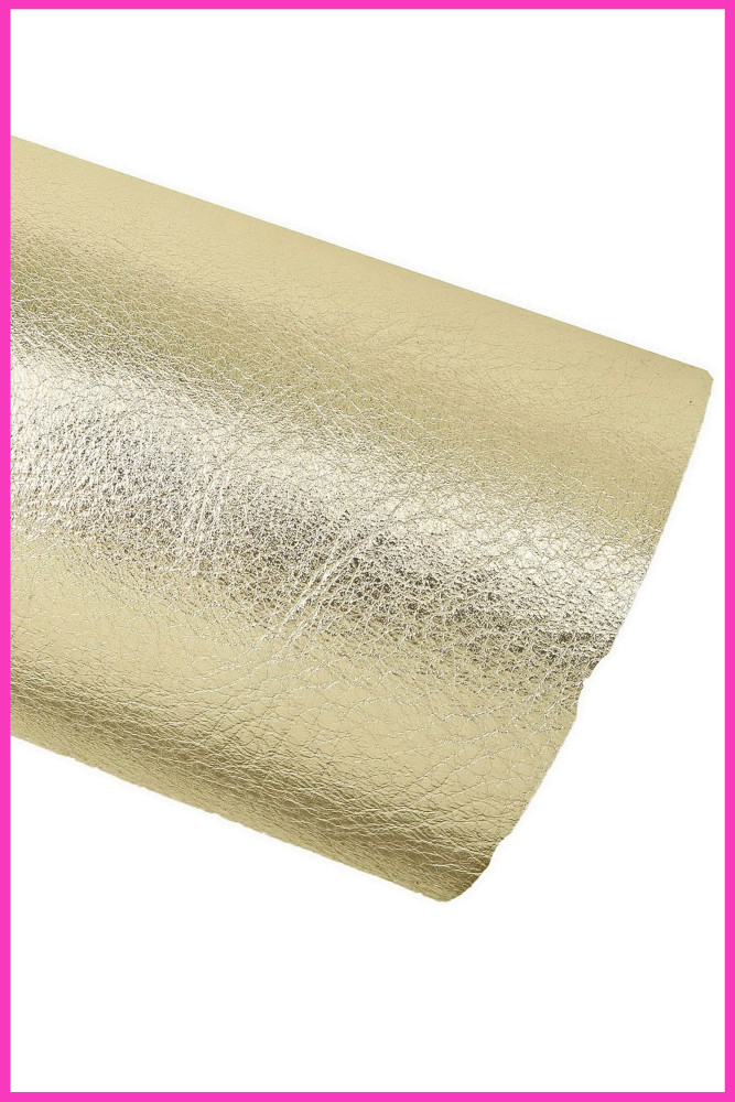 LIGHT GOLD metallic leather skin, tiny grain printed skin, soft slightly wrinkled goatskin for hobyists B17042-MT