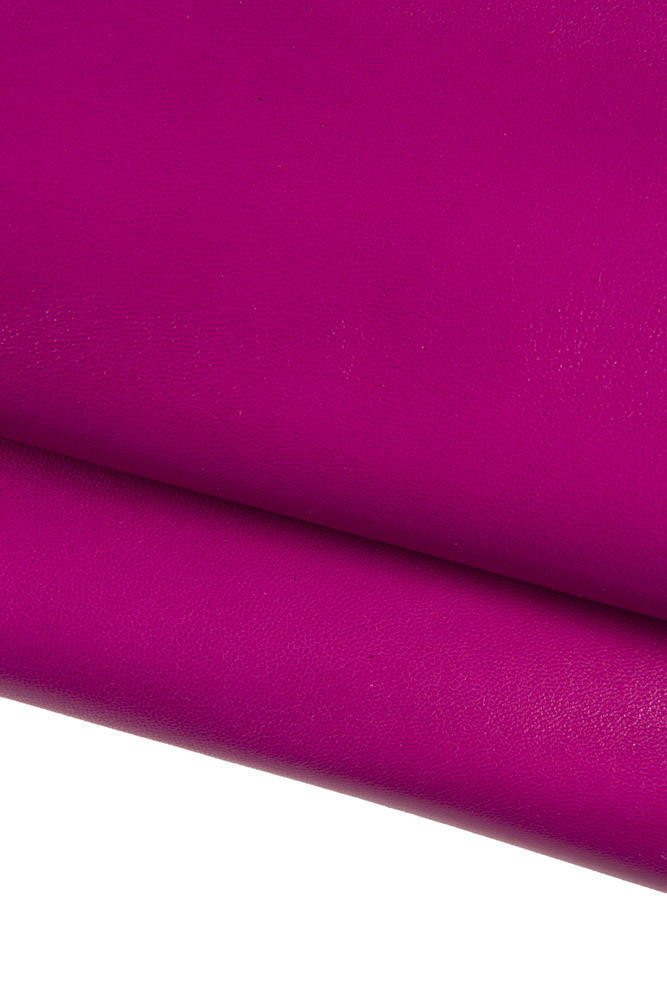 FUCHSIA glossy LEATHER skin, smooth fuxia sheepskin, deep pink silky lambskin 0.8 -1.0 mm for crafting and diy projects