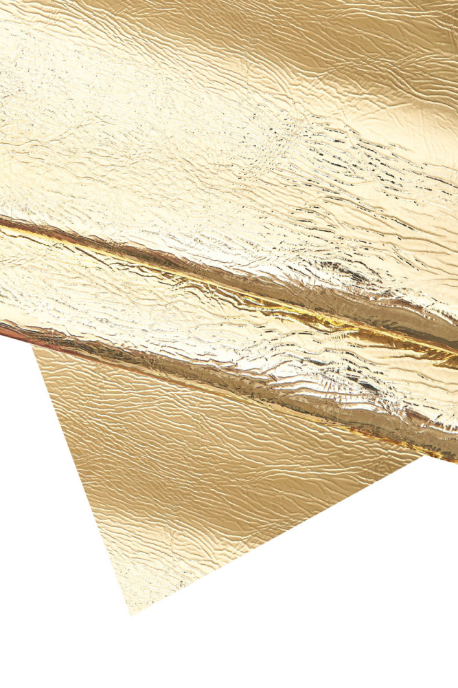 GOLD metallic leathre skin, wrinkled distressed lambskin, golden sheepskin 0.7/0.9 mm